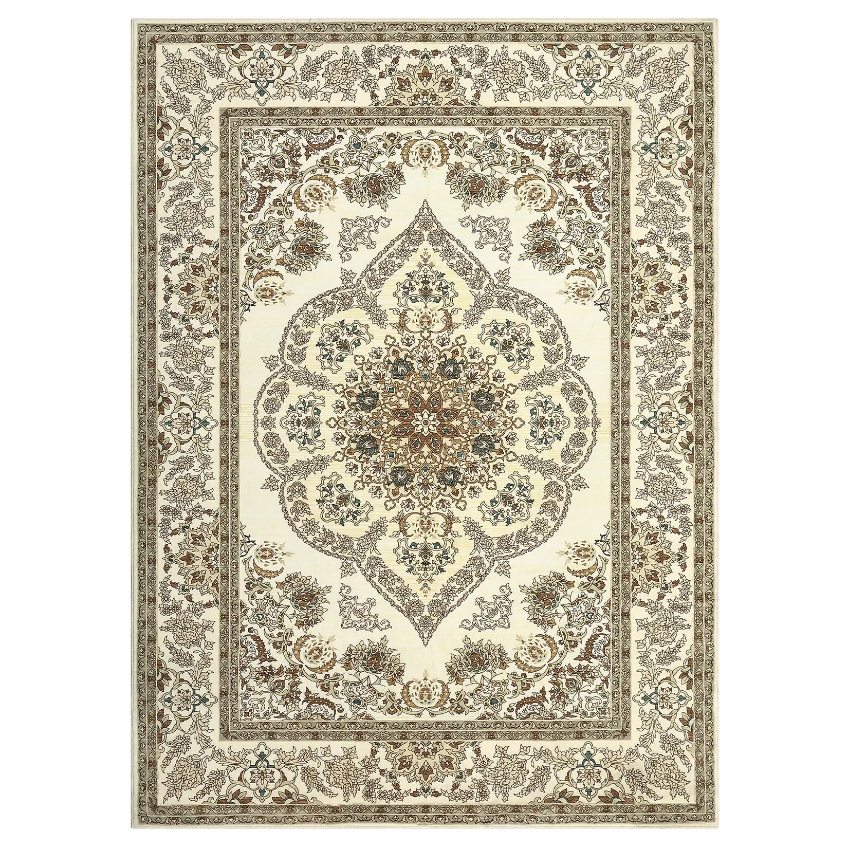 GARVEE Boho Floral Medallion 8x10 Area Rug, Washable Yellow Printed Carpet with Non-Slip Soft Low-Pile for Bedroom, Living Room, Office, Yellow