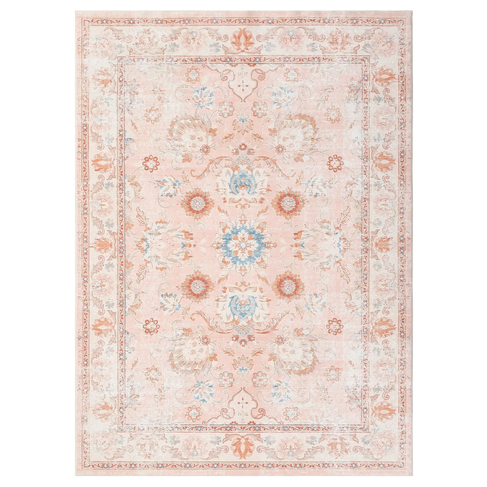 GARVEE Boho Floral Medallion Area Rug, Washable Indoor Accent Carpet with Low-Pile, Non-Slip Soft Rug for Home Decoration in Entryway, Bedroom, Living Room, Office, Kitchen, Pink, 9 x 12