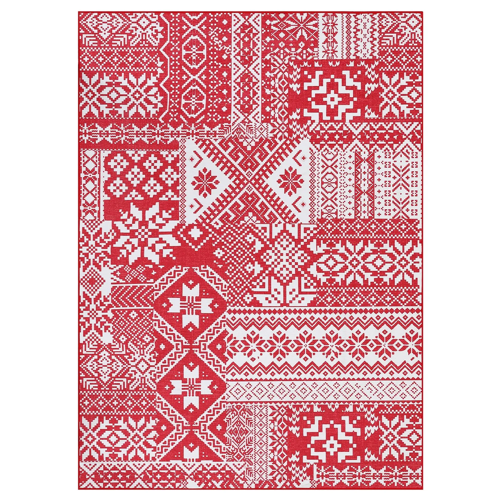 GARVEE Christmas Snowflake Indoor Area Rug - 6x9, Non-Slip, Washable, Low Pile Polyester, Red - Perfect for Bedroom, Living Room, Nursery