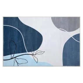 GARVEE Modern Abstract Door Mat Indoor Entrance 2x3 Rug Bathroom Rugs Artistic Low Pile Small Area Rug Kitchen Rugs Non Slip Washable Rugs Living Room Bedroom Front Door Rugs Entryway Blue/Grey 2'x3'