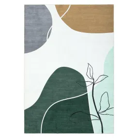 GARVEE Modern Runner Rugs for Hallway 2x6 Bathroom Rugs Machine Washable Rugs Artistic Abstract Rug Small Rug Kitchen Mat Non Slip Area Rugs for Living Room Entryway Bedroom Laundry, 2'x6' Green/Brown