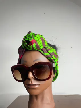 Green and Red Satin Lined Head wrap