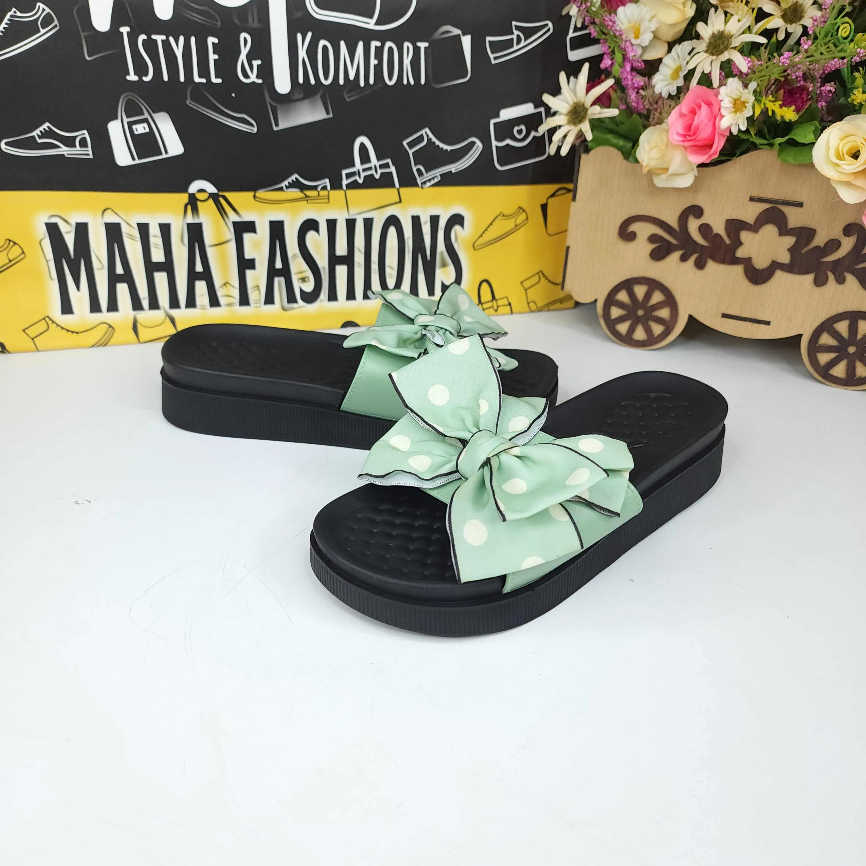 Green Polka Dots Slippers