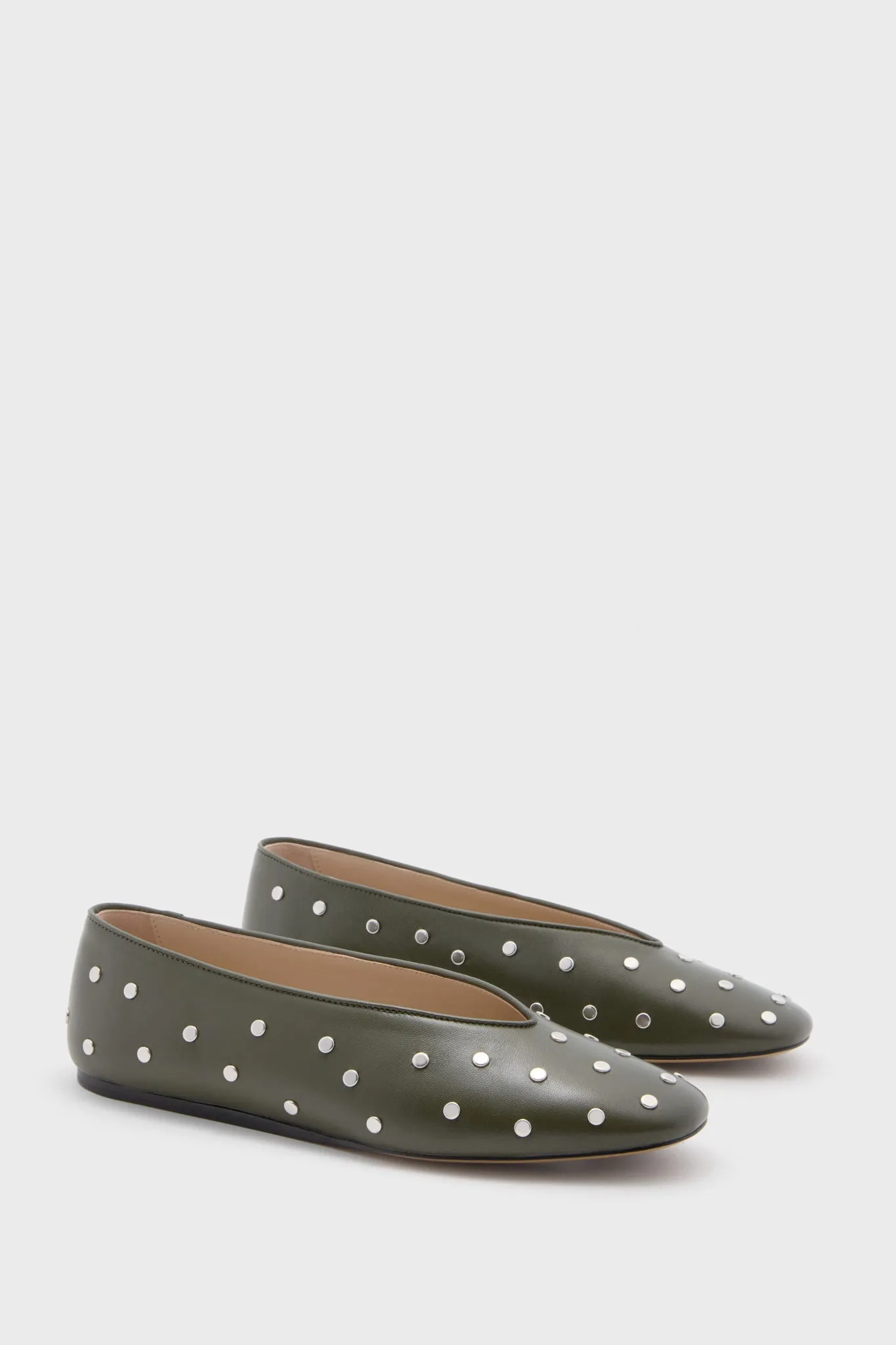 Green Regency Studded Leather Slippers