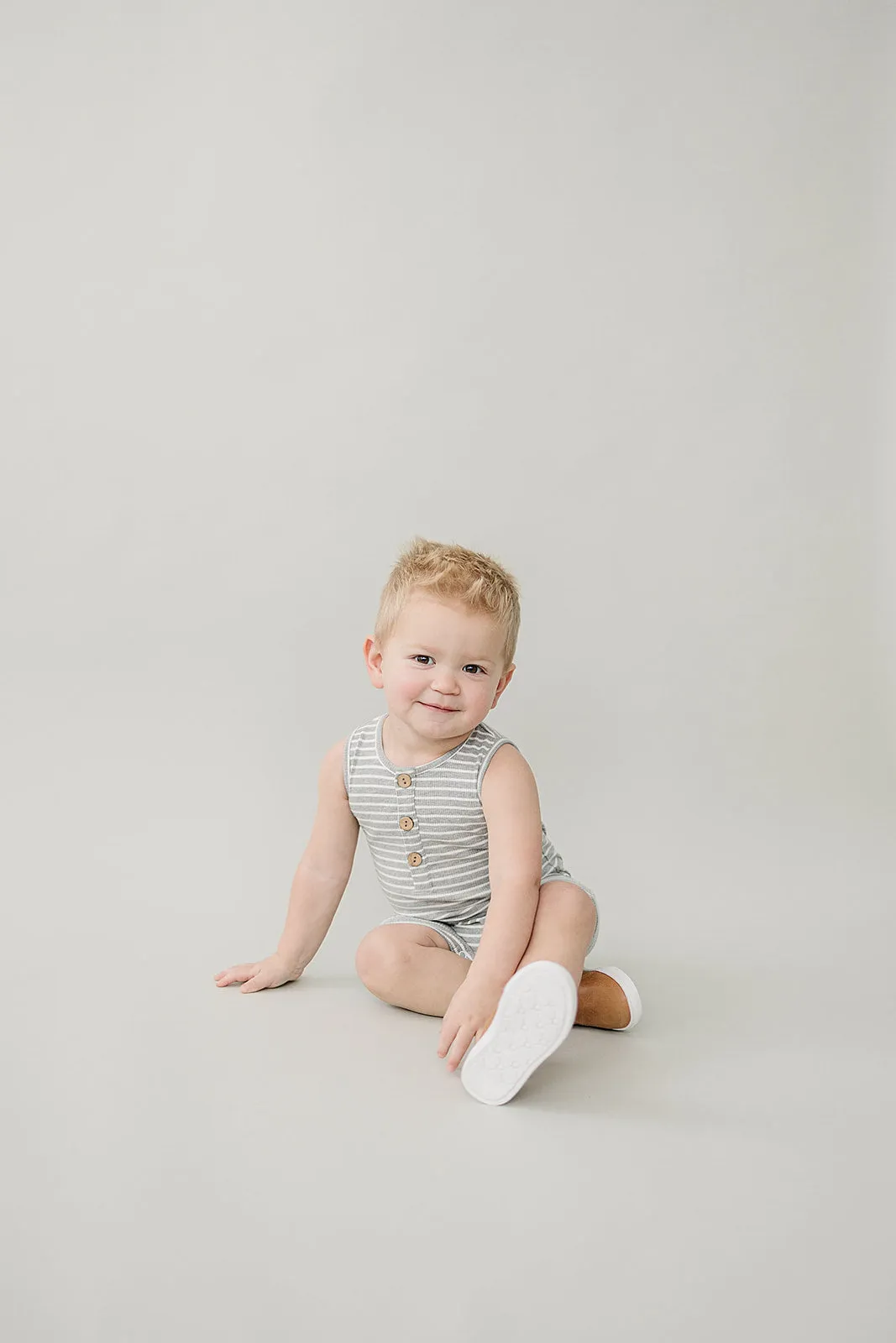 Grey Stripe Short Romper