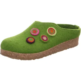 Haflinger Kanon Slippers Clogs Mules Wool Felt Scuffs Slip On House Shoes Green