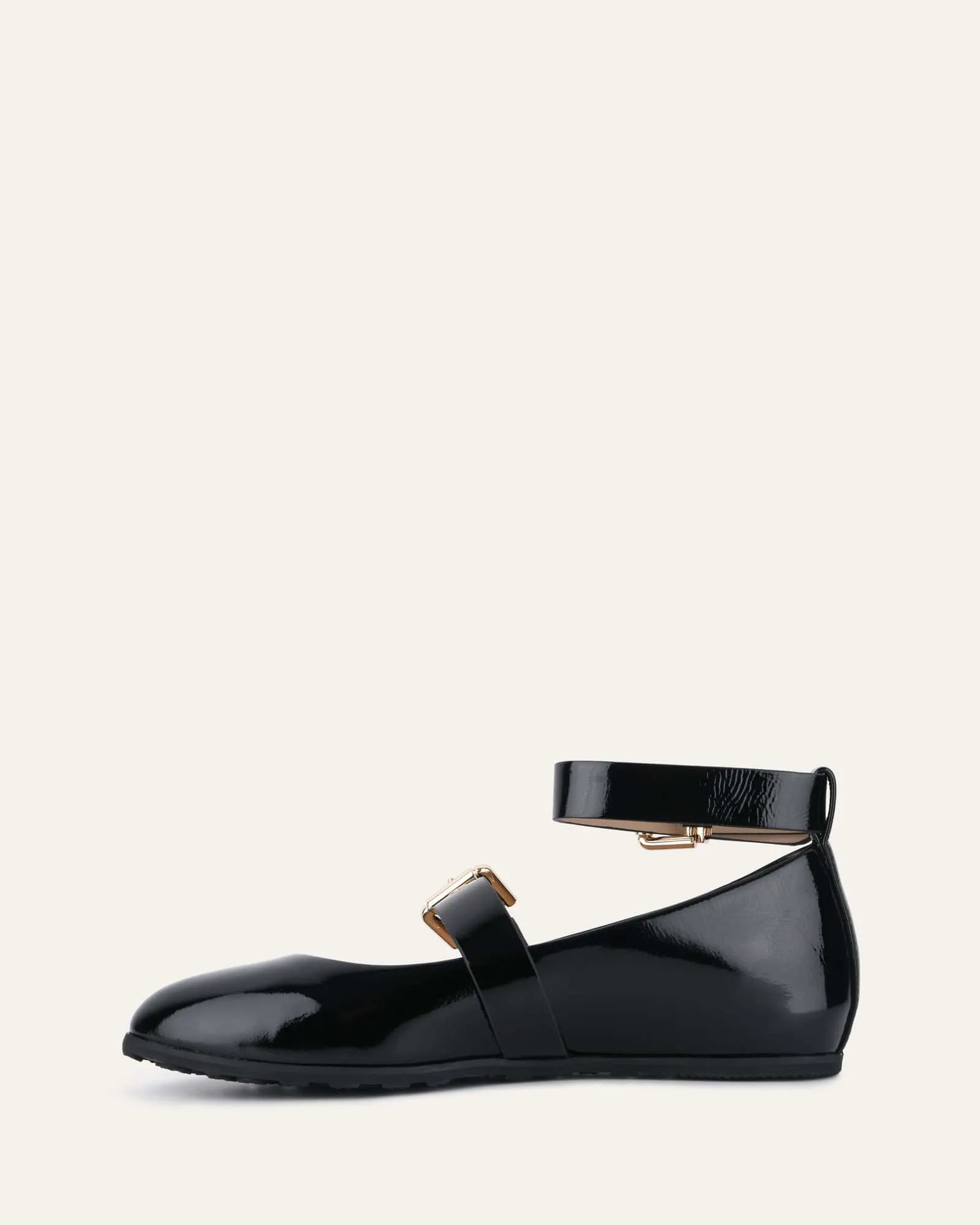 HERA CASUAL FLATS BLACK CRINKLE PATENT