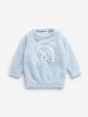 HOP Baby Light Blue Faux Fur Sweater