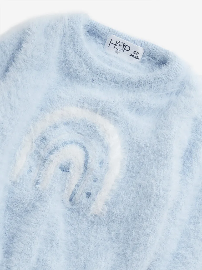 HOP Baby Light Blue Faux Fur Sweater