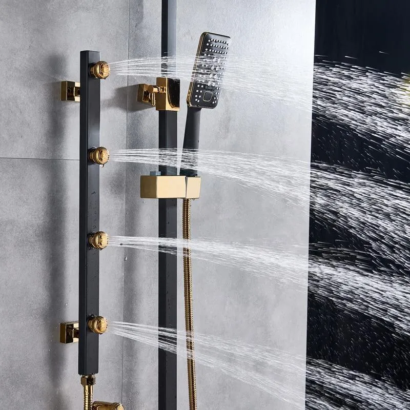 Index Bath Brass Jet Shower Faucet Set Body Massage Shower, 8' Rainfall Shower Head With Body Jets 4 Colors Set