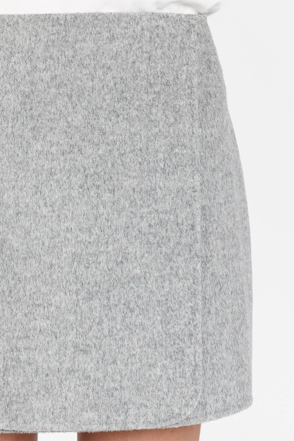 JERI SILVER WOOL MINI SKIRT