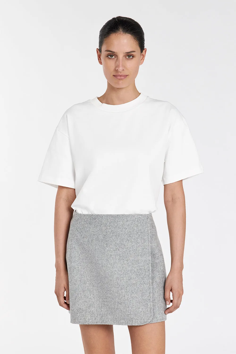 JERI SILVER WOOL MINI SKIRT