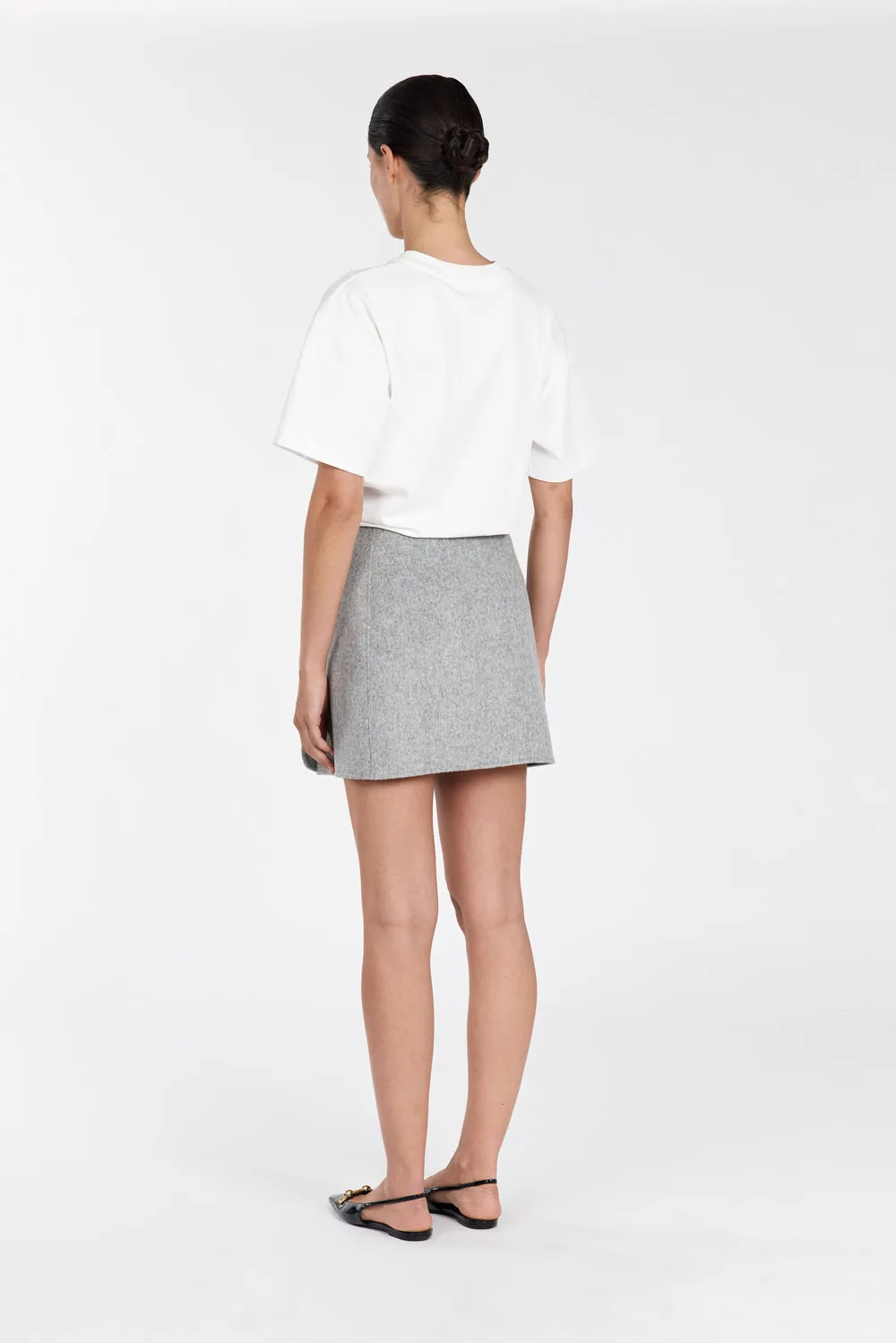 JERI SILVER WOOL MINI SKIRT