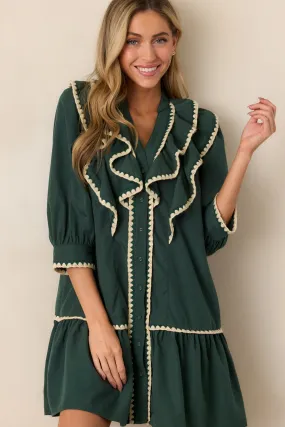 Just Because Green Ruffle Mini Dress