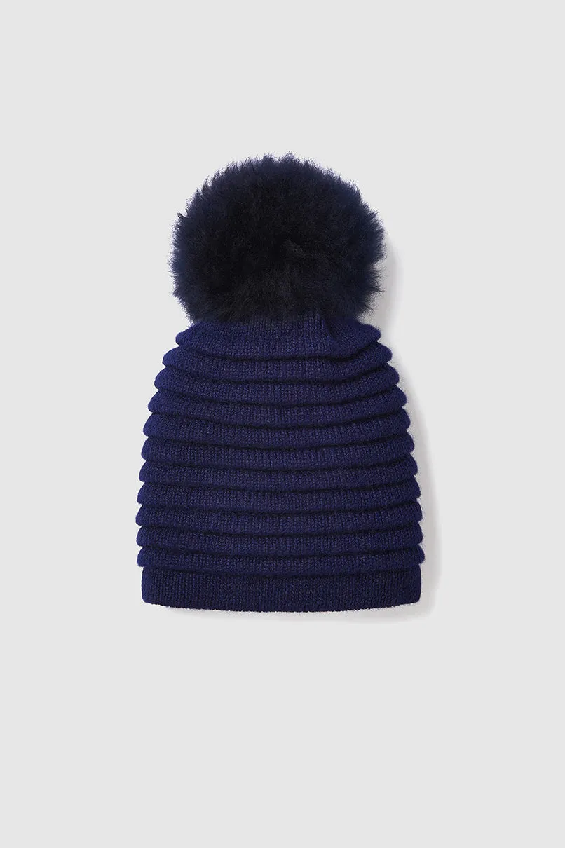 Kids (6-14 Years) Ribbed Hat with Oversized Fur Pompon