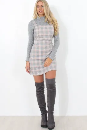 Light Grey Tartan Pinafore-Pippa