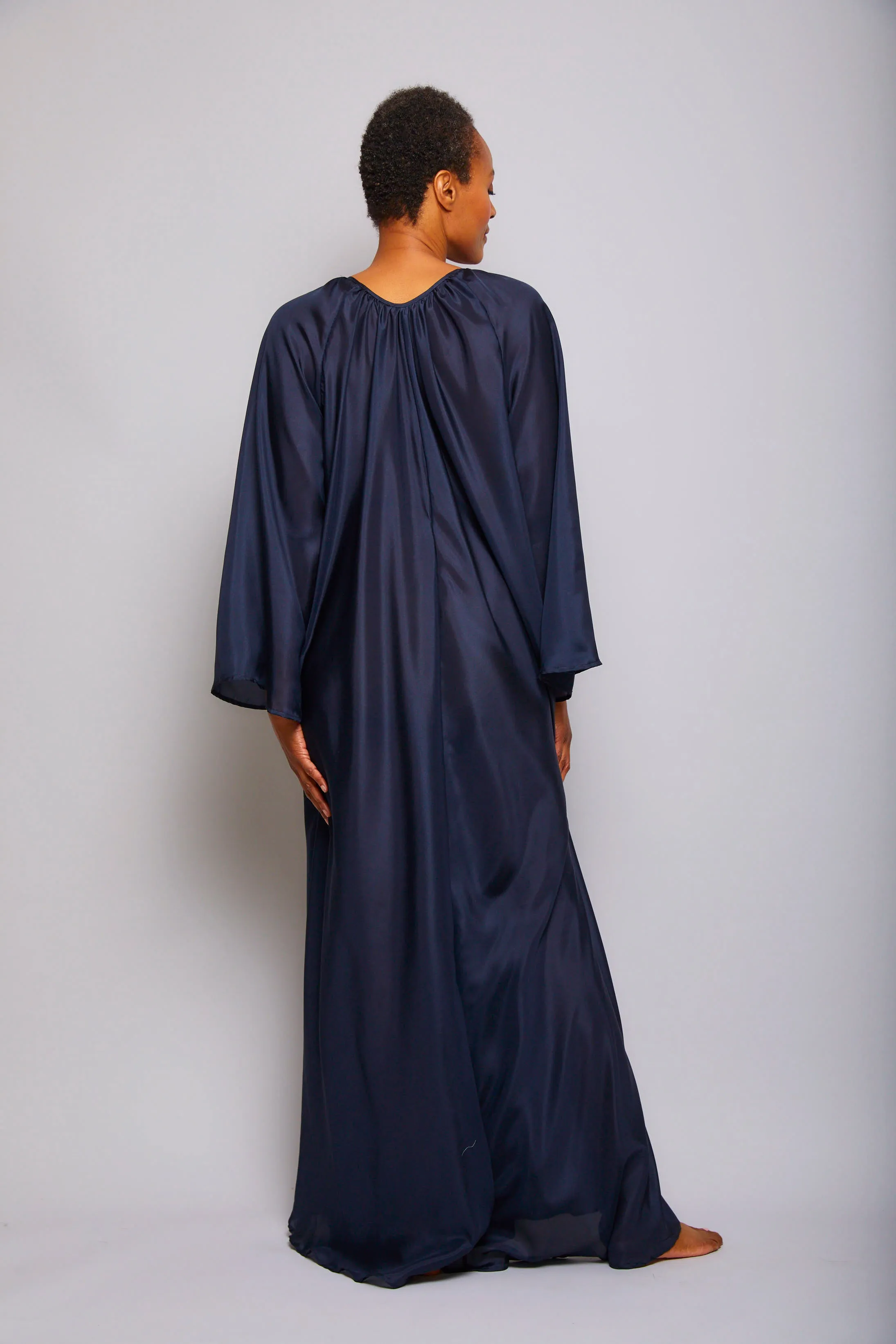 Long Sleeve Silk Roman Dress-Midnight