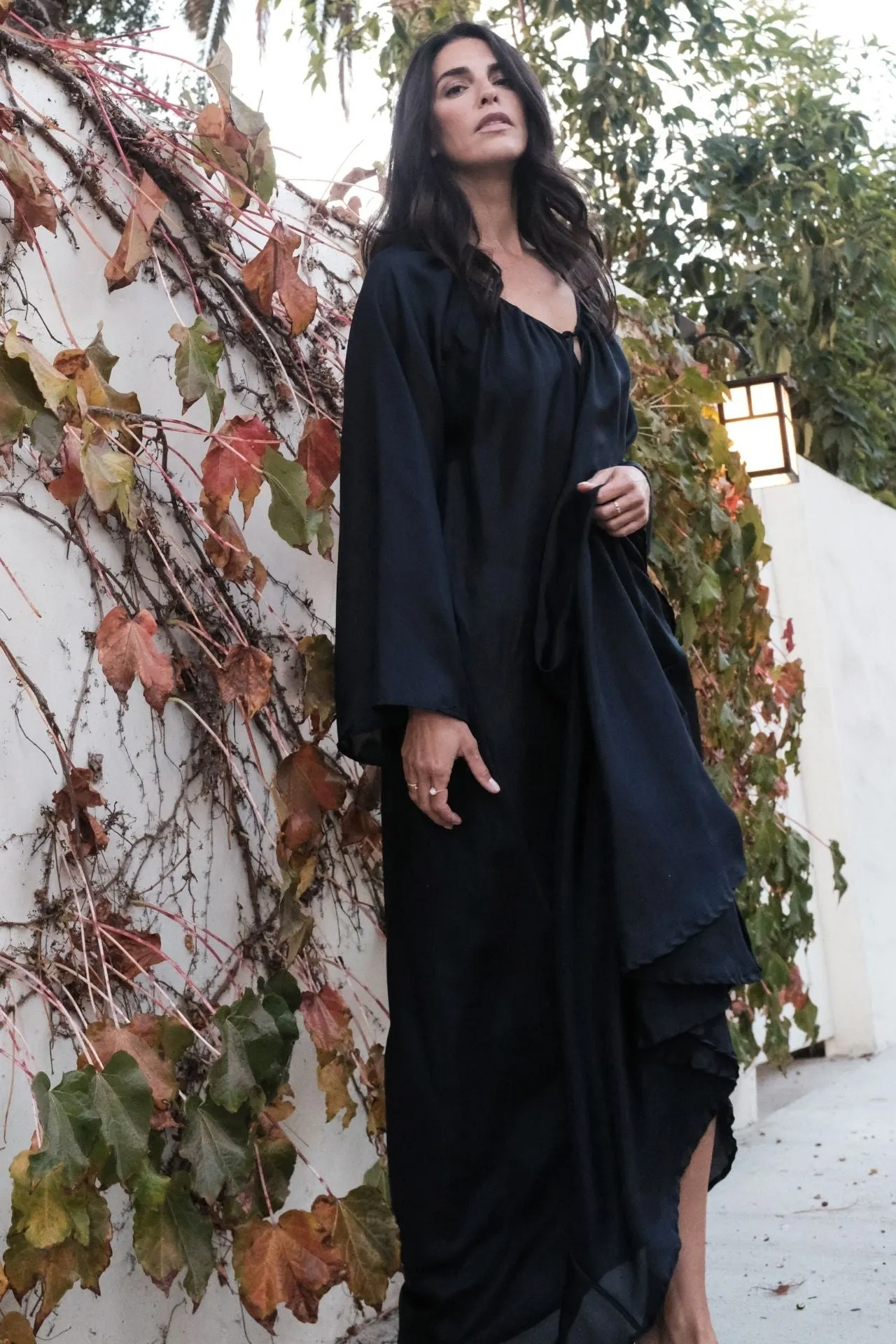 Long Sleeve Silk Roman Dress-Midnight