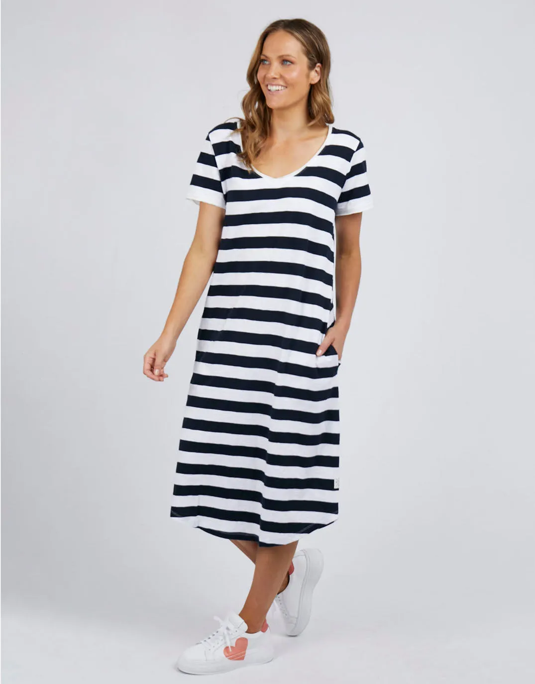 Maeve Stripe Midi Dress - Navy/White Stripe