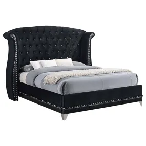 Malkapur Black Velvet Upholstered Queen Bed