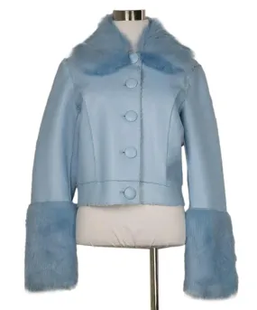 Manoush Blue Coat w/ Fur Trim sz 4