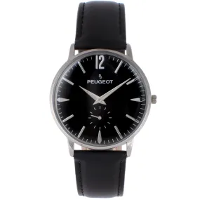 Men's 40mm Black Dial Vintage Remote Sweep Leather Strap Watch