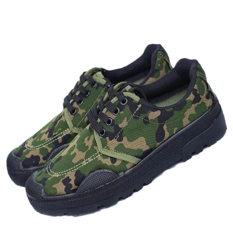 Men's Canvas Water-Resistant Non-Slip Lace-up Military Shoes