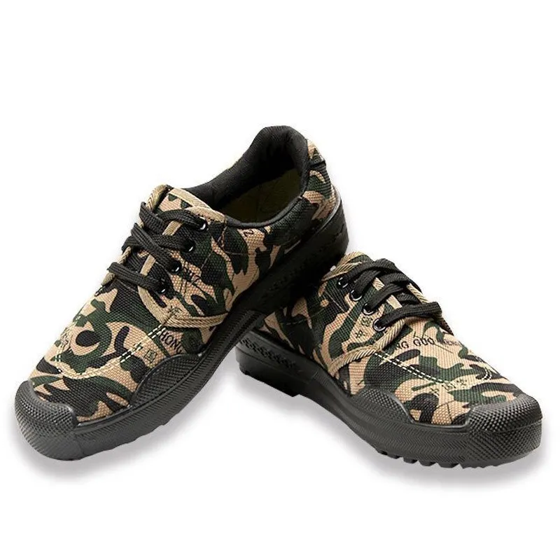 Men's Canvas Water-Resistant Non-Slip Lace-up Military Shoes