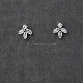 Minimalist Marquise Leaf CZ Stud Earrings