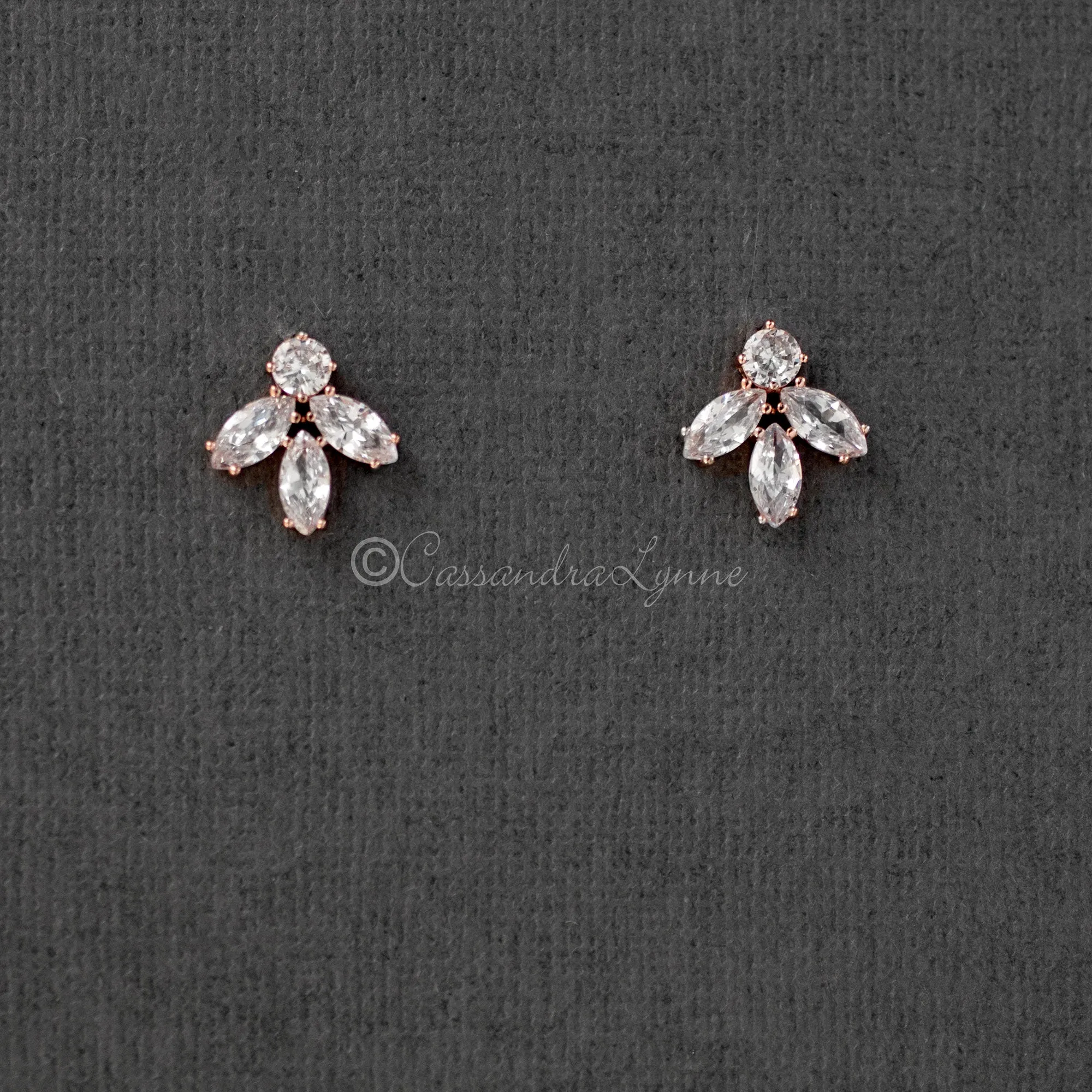 Minimalist Marquise Leaf CZ Stud Earrings