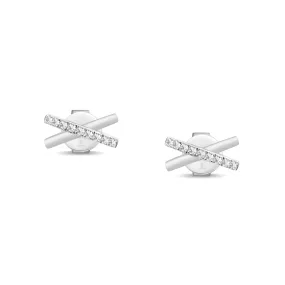 MODERN X-SHAPED CROSS DIAMOND EARRINGS