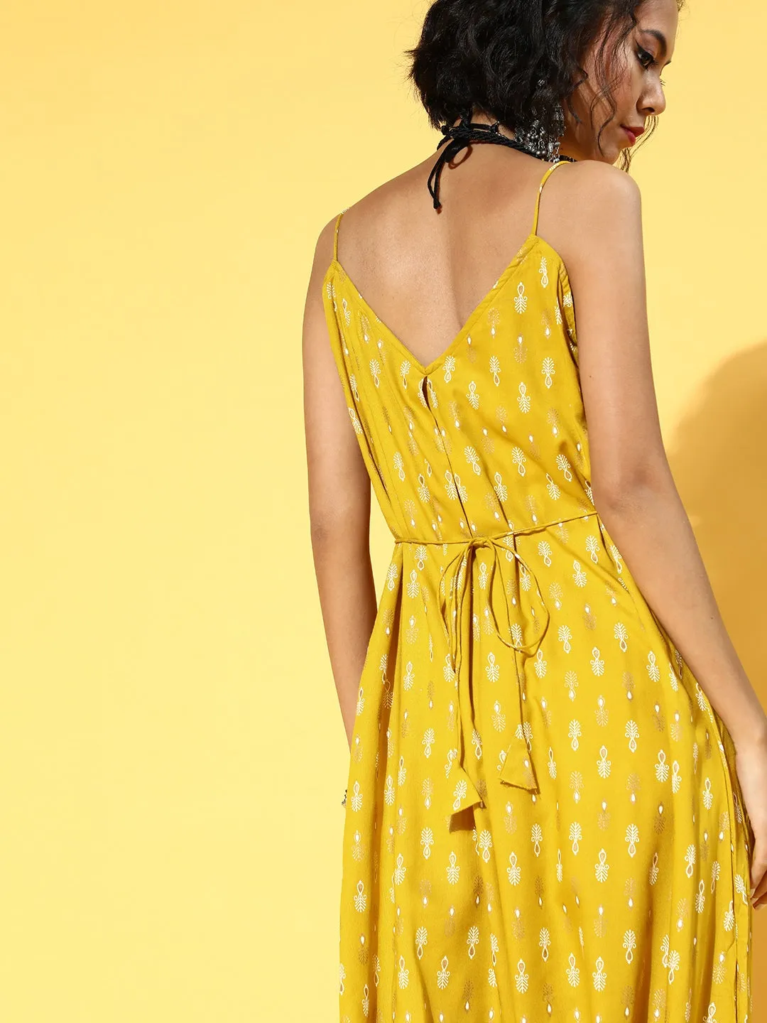 Mustard Work Printed Jumpsuit