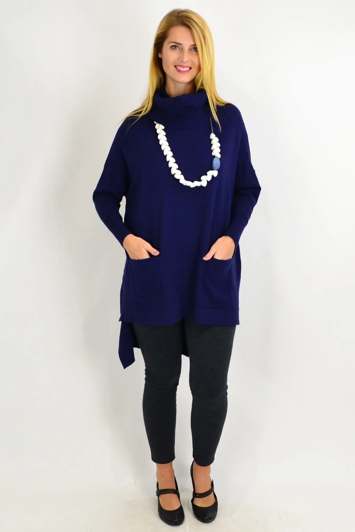 Navy Blue Taylor Winter Knit Tunic Top