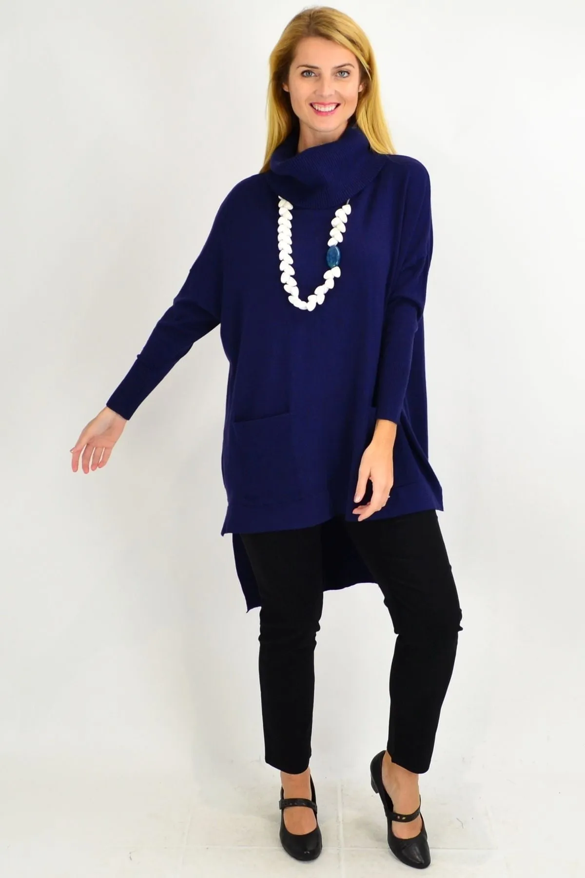 Navy Blue Taylor Winter Knit Tunic Top