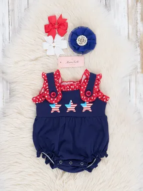 Navy Patriotic Stars Ruffle Bubble