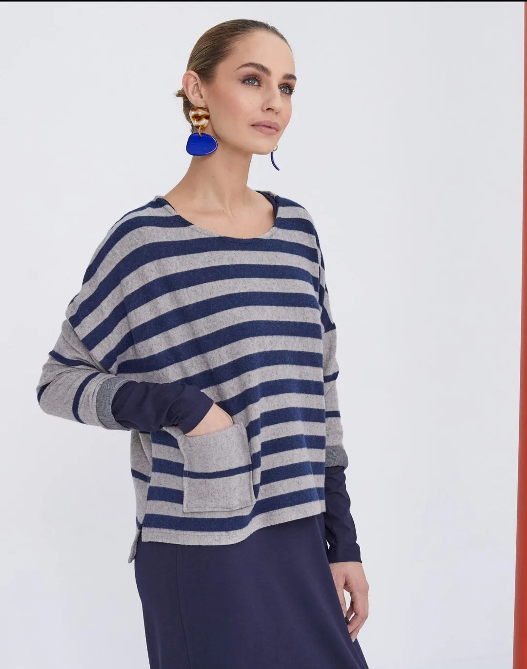 Naya Short Round Neck Striped Top