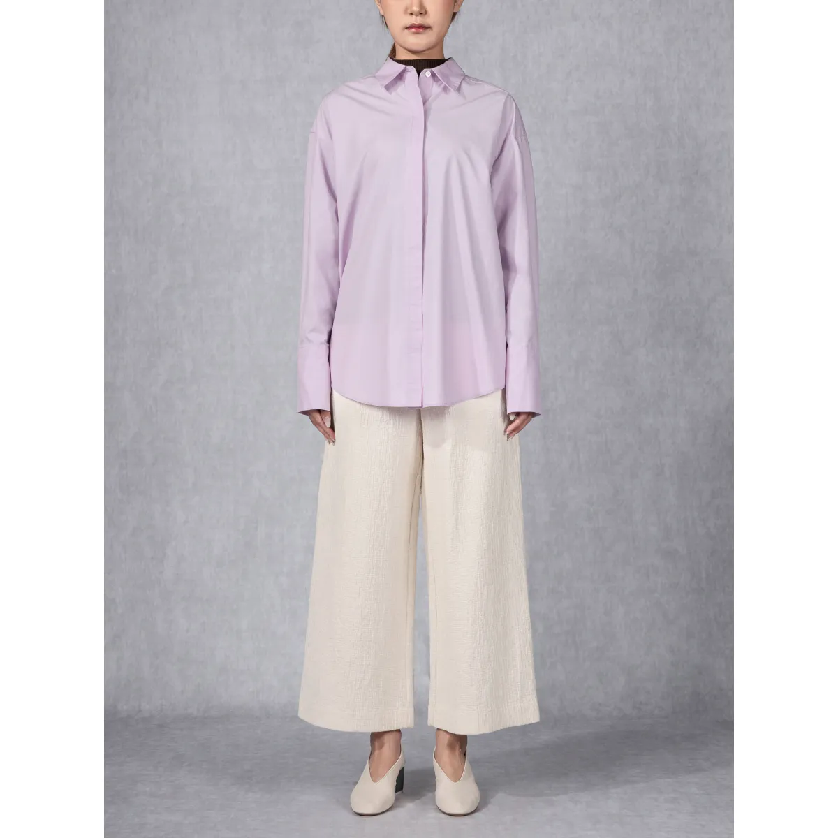 Oversized Back Slit Shirt Purple Rose