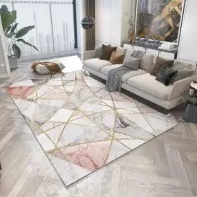 Plush Geometric Flower Decoration Carpet for Living Room