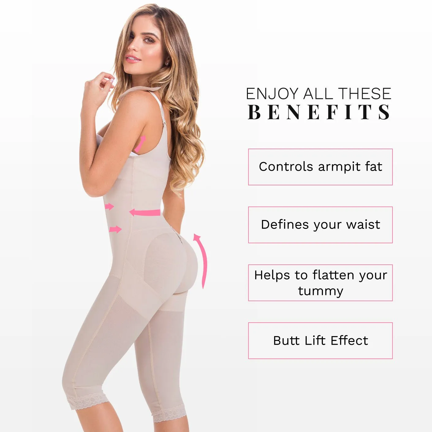 Postsurgical Compression Garment & Postpartum Girdle Mid-back coverage High compression Fajas MariaE 9152