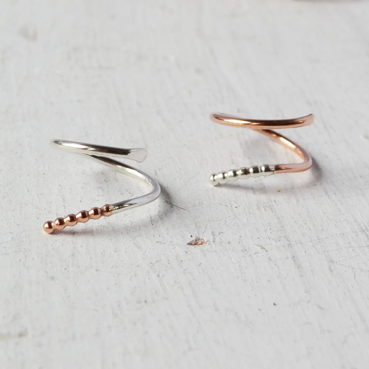 Rattlesnake Ring, Gold, Rose Gold, or Sterling Silver