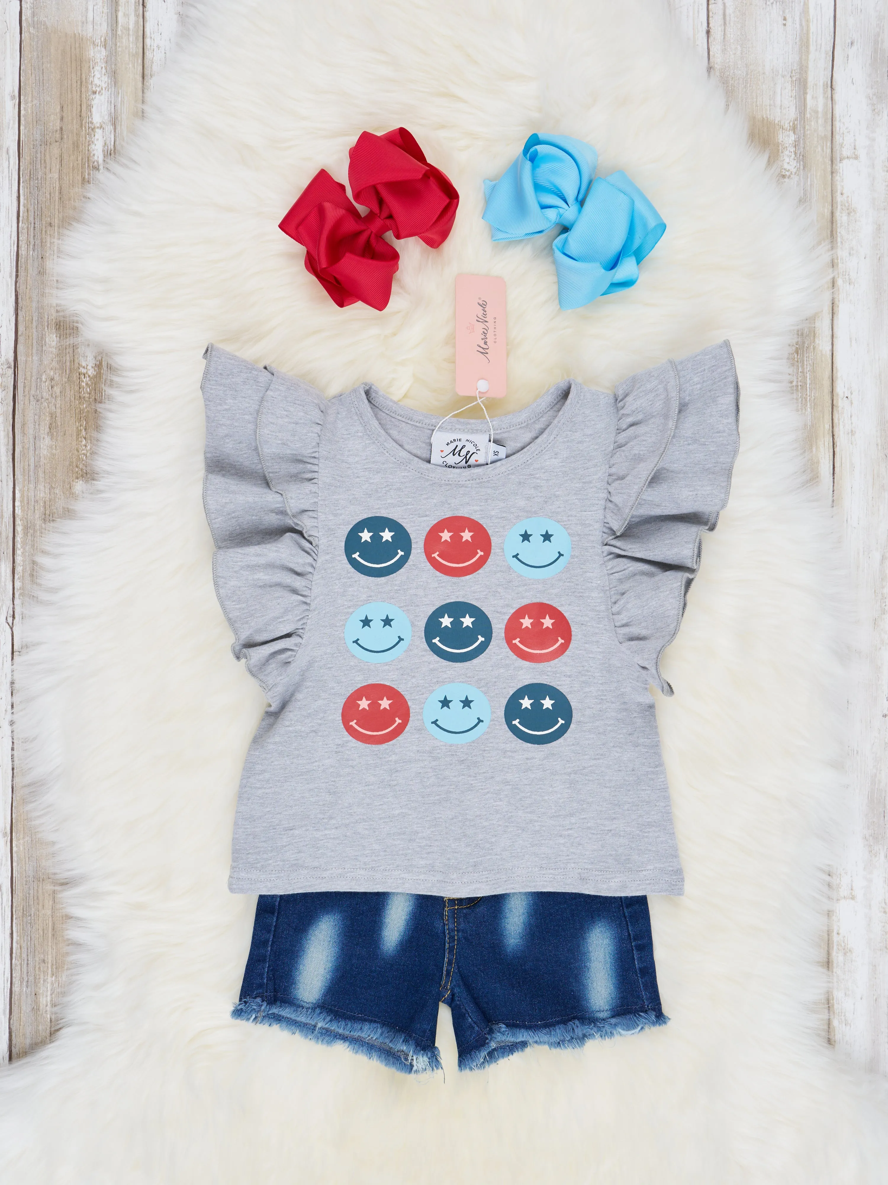 Smiley Ruffle Denim Outfit