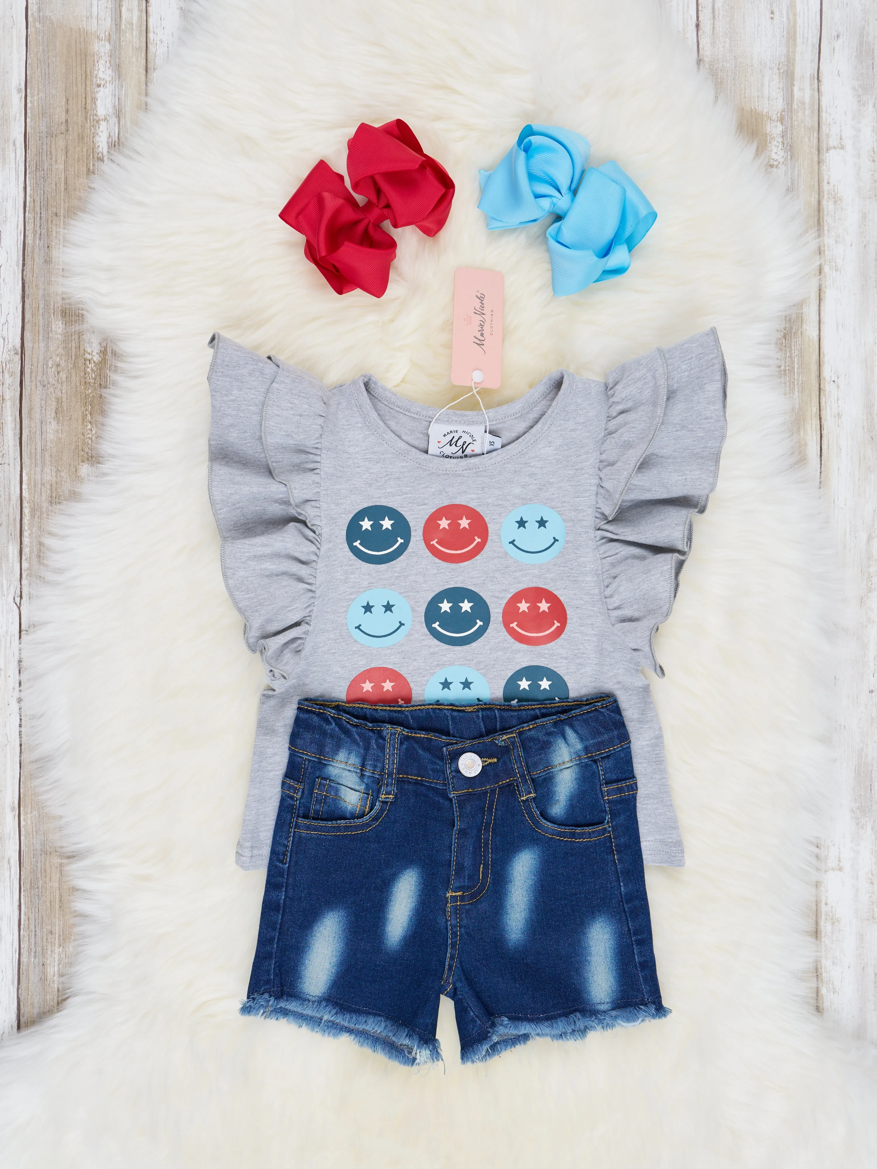 Smiley Ruffle Denim Outfit