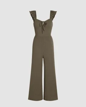 Solid Cropped Sleeveless Dark Grey Jumpsuit