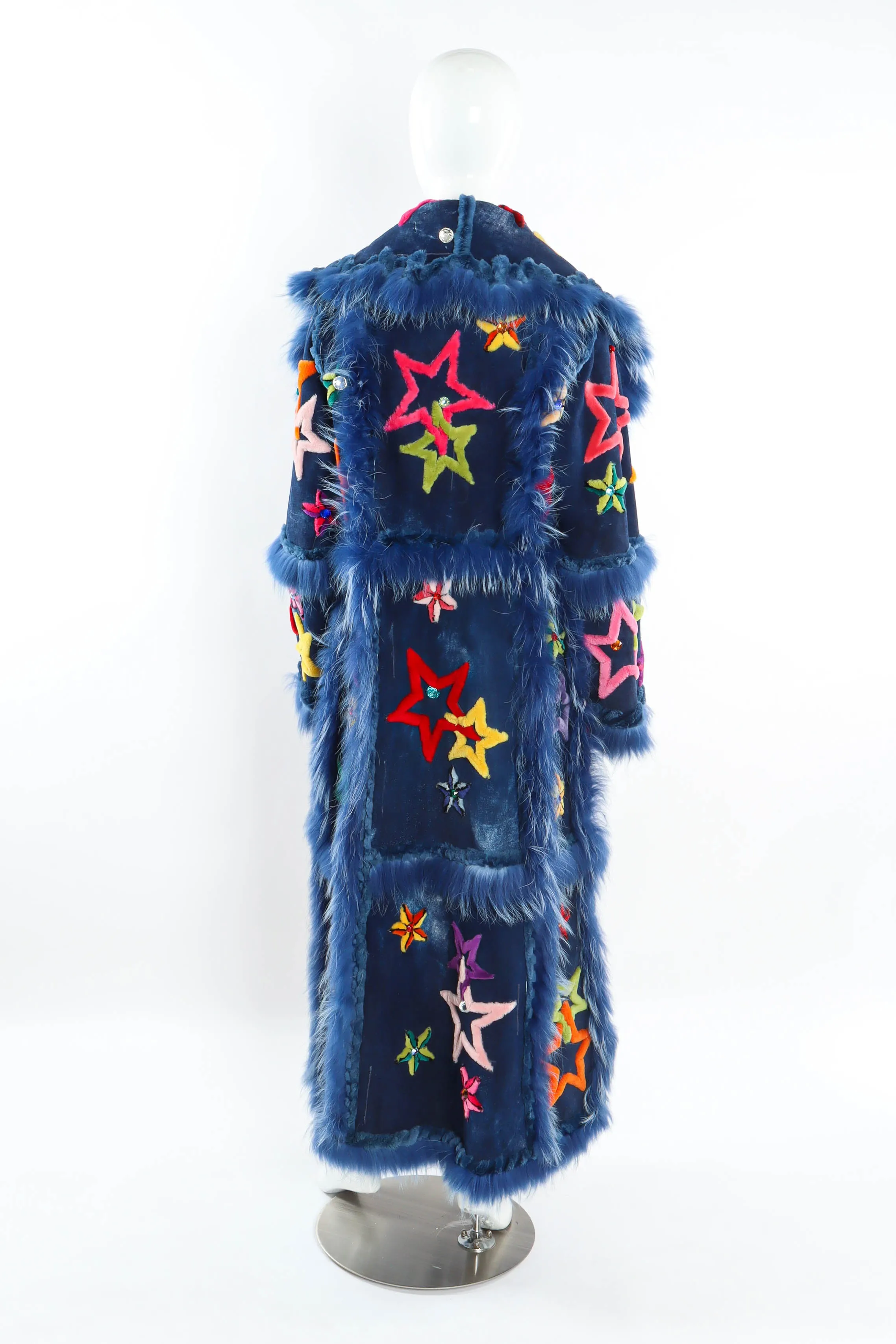 Star Motif Reversible Leather Fur Coat