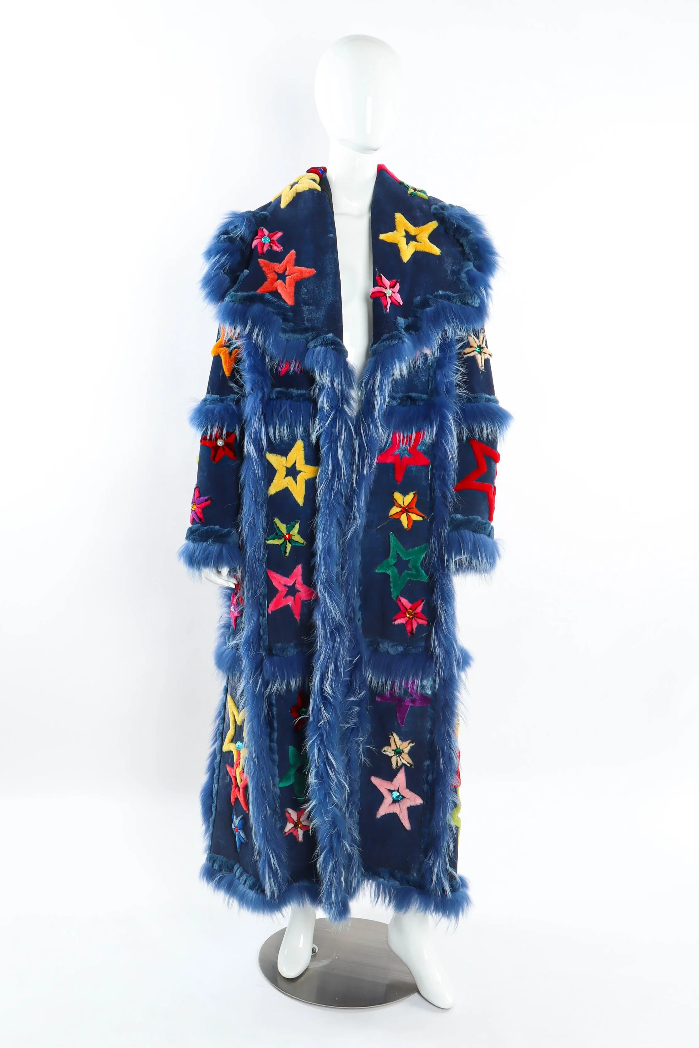 Star Motif Reversible Leather Fur Coat