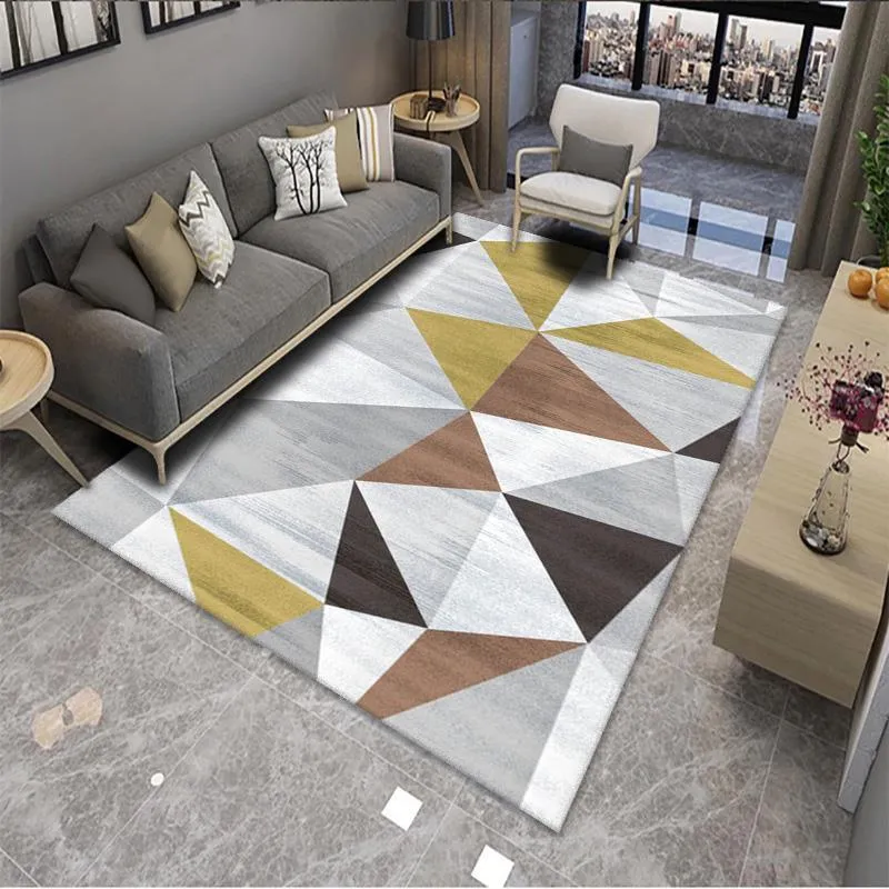 Striped Geometric Print Crystal Velvet Accent Rug for Living Room