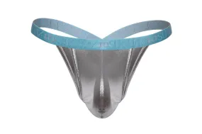 SUKREW Bubble Thongs Stretchy Cupping Pouch Metallic Thong Mirror Glacier