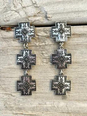 The Southwest Triple Cross Silver Earrings