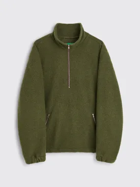 TRS BIEN everywear Half Zip Wool Cotton Green