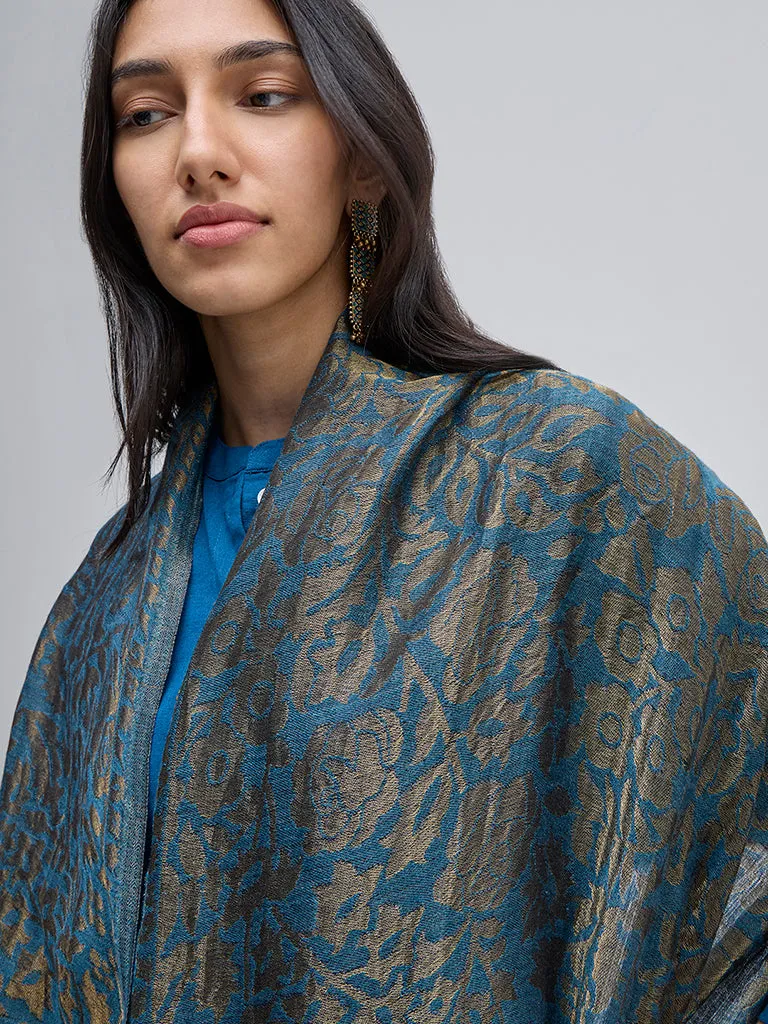 Utsa Blue Jal Embroidered Stole